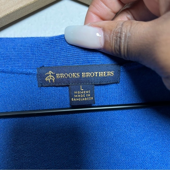Brooks Brother Women Cardigan Sweater Large Blue Longline Cotton‎ Open Front - Picture 5 of 7